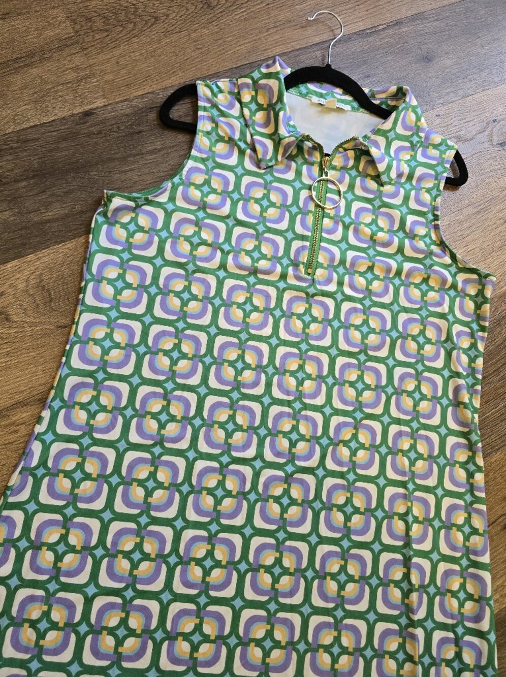 Tash + Sophie Geometric Pattern Sleeveless Retro Style Dress